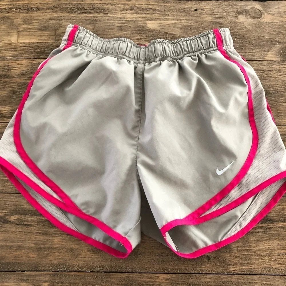 Nike Womens XS Tempo Lined Running Shorts Gray Pink Run Workout Train Dri Fit